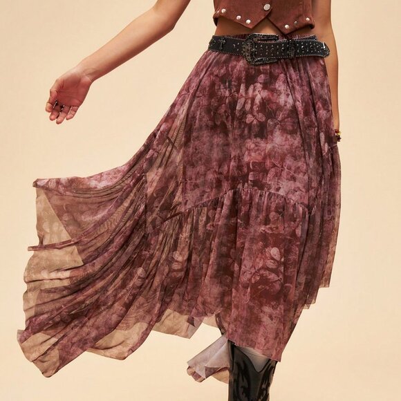 Multicolor Boho Women's Asymmetric Floral Skirt - Picture 6 of 8